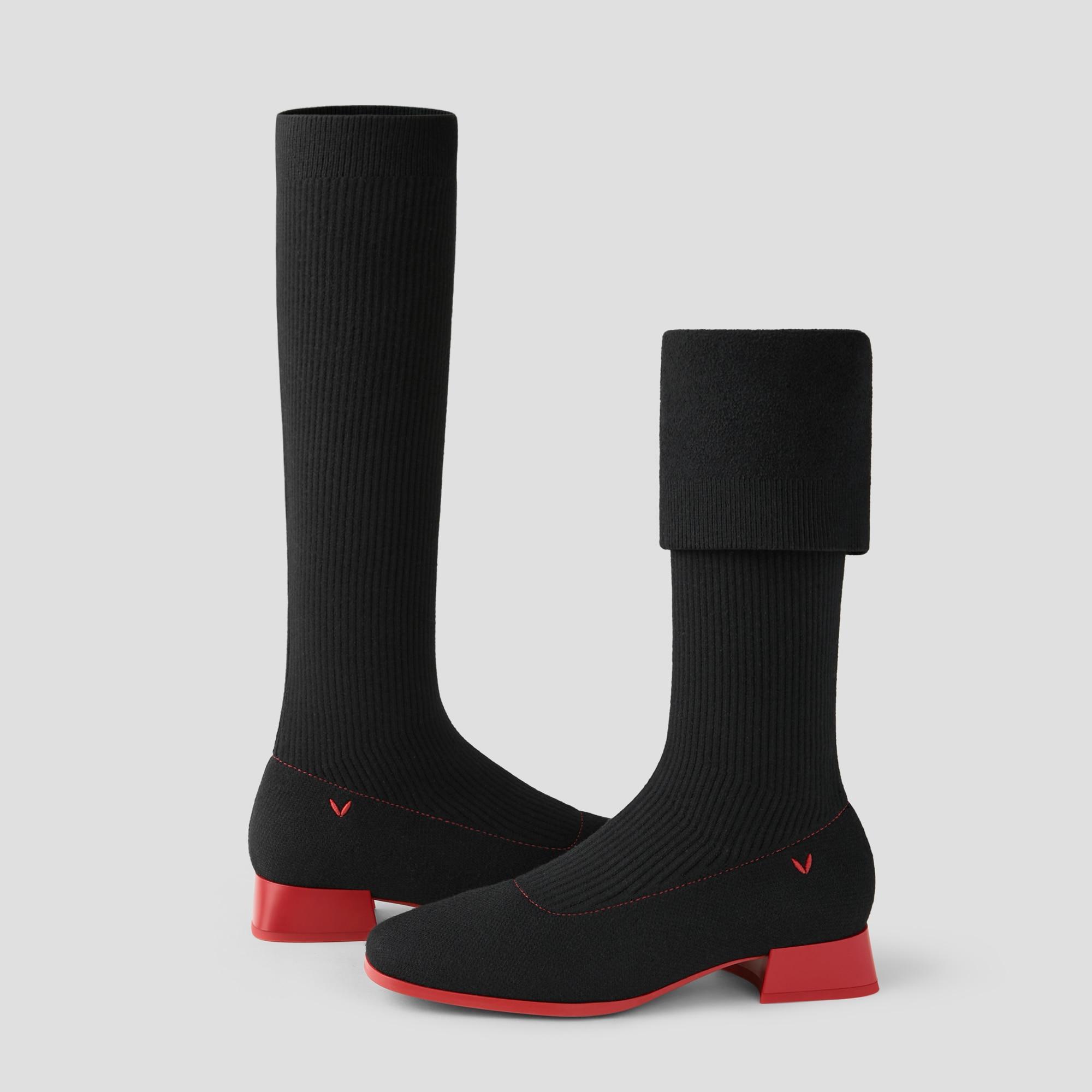 Square-Toe Water Repellent Wool Knee-High Boots (Tara Pro) Product Image