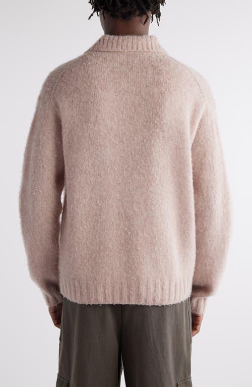 Shetland Wool Polo Cardigan In Pink Product Image