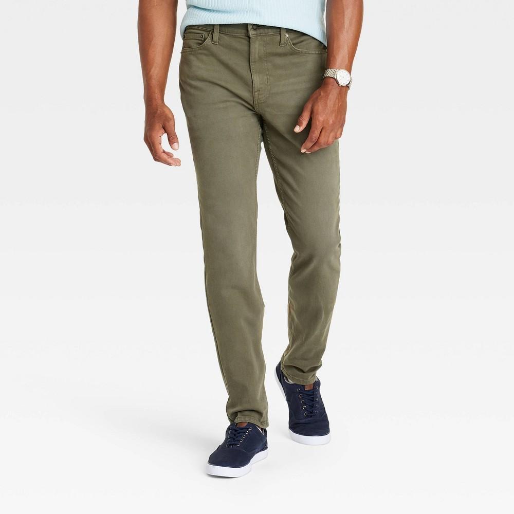 Mens Comfort Wear Slim Fit Jeans - Goodfellow & Co Olive Green 34x32 Product Image