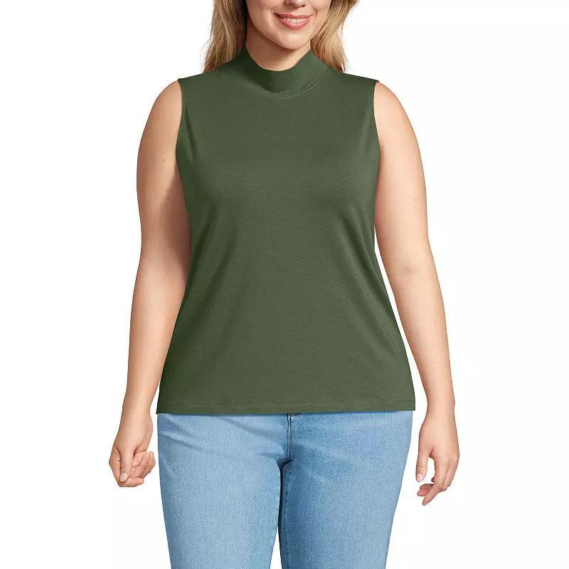 Plus Size Lands End Sleeveless Mock Neck Tank, Womens, Size: 2XL, Green Product Image