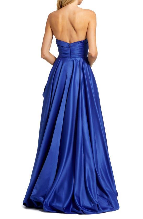 Strapless Rouched Gown In Cobalt Product Image