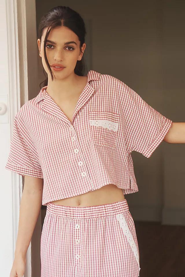 By Anthropologie Gingham Boxy Pajama Shirt Product Image