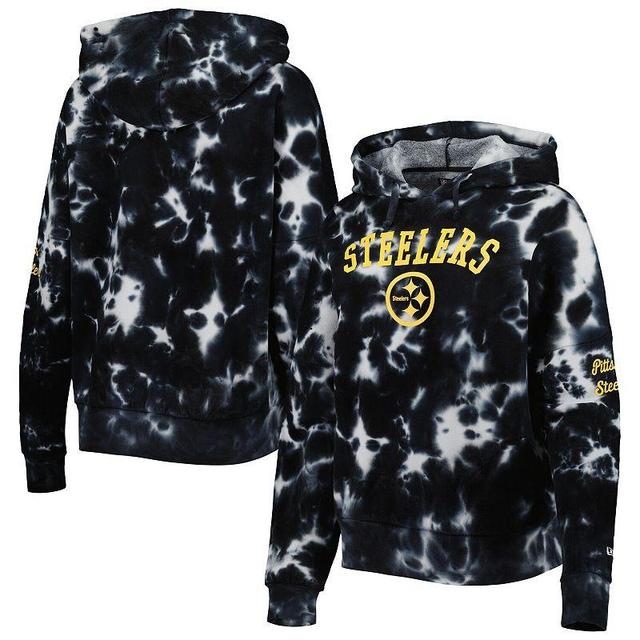 Womens New Era Black Pittsburgh Steelers Cloud Dye Fleece Pullover Hoodie Product Image