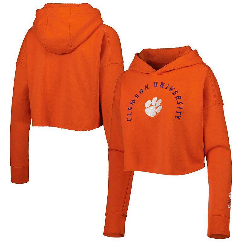 Womens Nike Clemson Tigers 2-Hit Cropped Pullover Hoodie Product Image