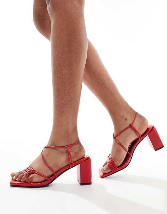 Public Desire Taryn strappy block heel sandals in cherry red Product Image