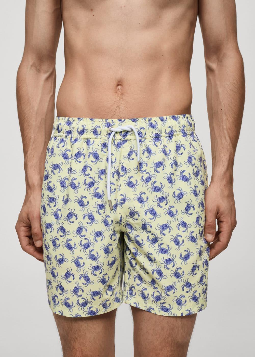 Crab-print swimsuit - Men | MANGO USA Product Image