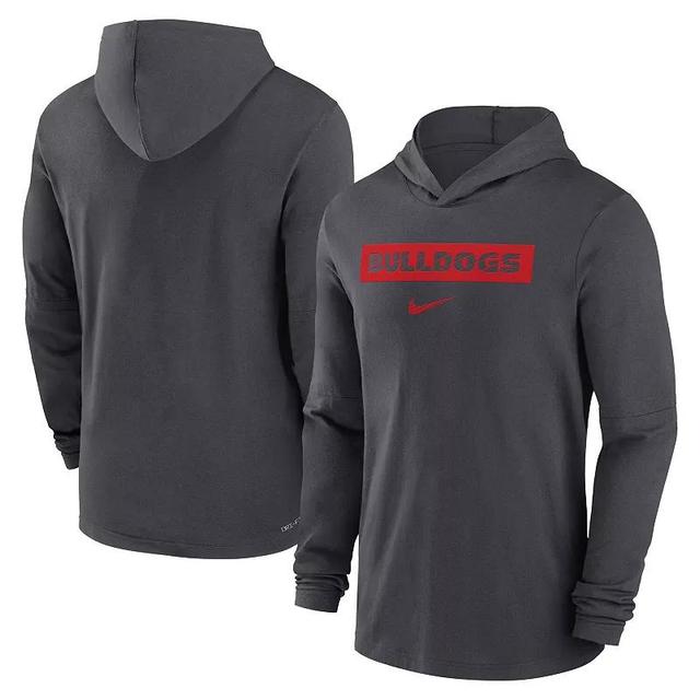 Mens Nike Anthracite Georgia Bulldogs Sideline Hoodie Performance Long Sleeve T-Shirt Product Image