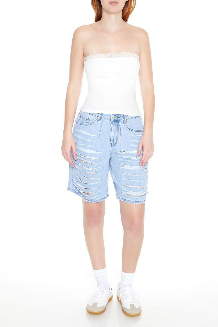 Distressed Denim Bermuda Shorts | Forever 21 Product Image