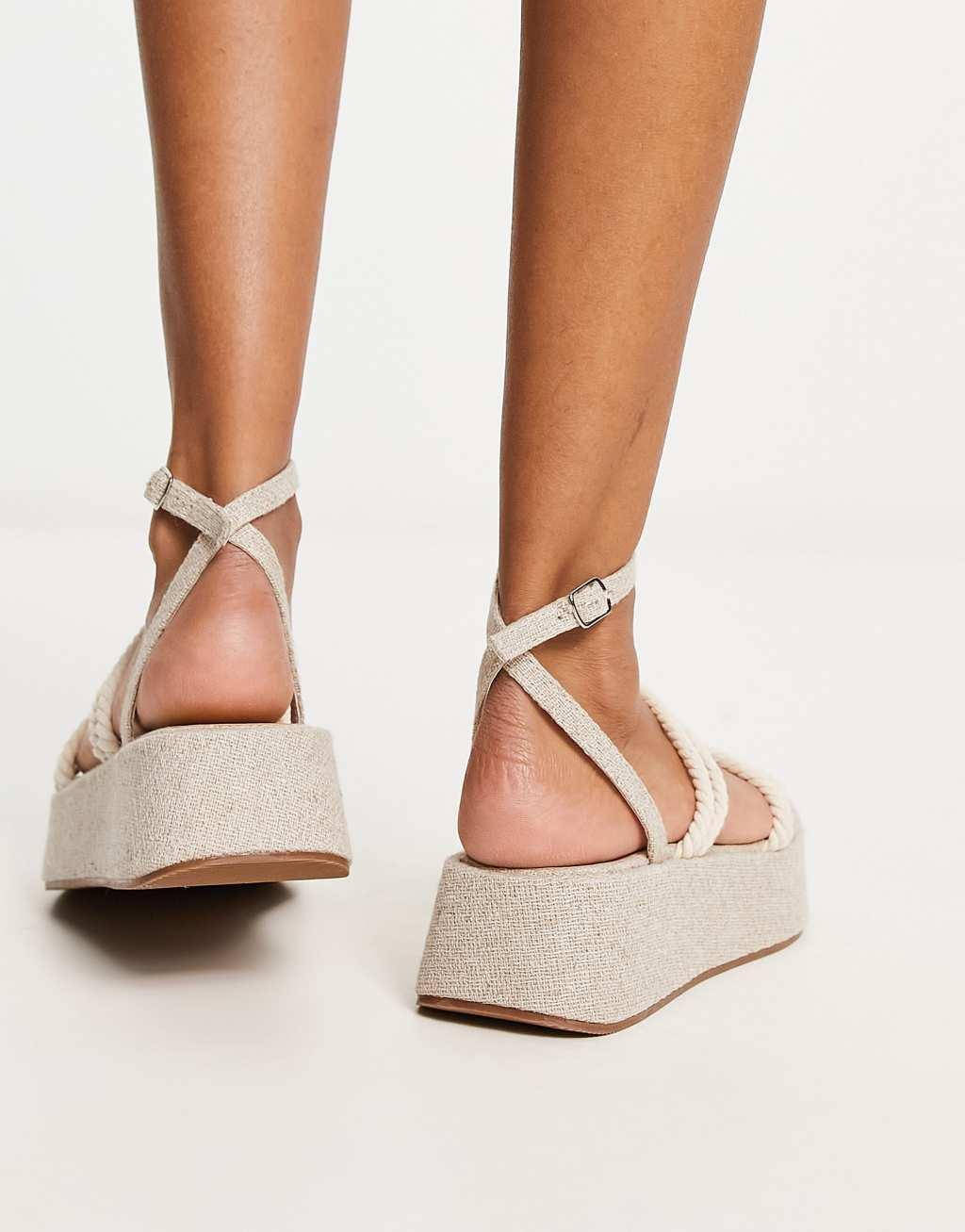 ASOS DESIGN Tabi rope detail flatforms Product Image