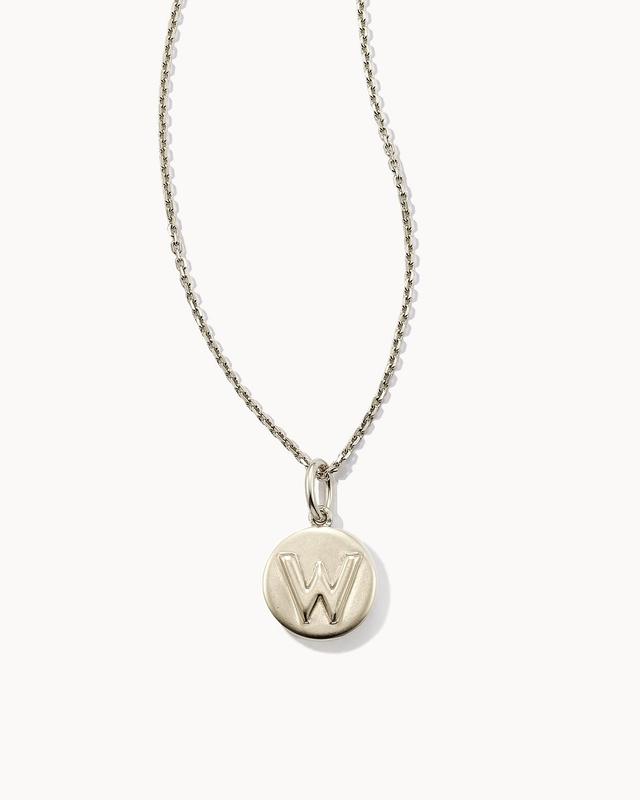 Letter W Coin Pendant Necklace in Oxidized Sterling Silver Product Image