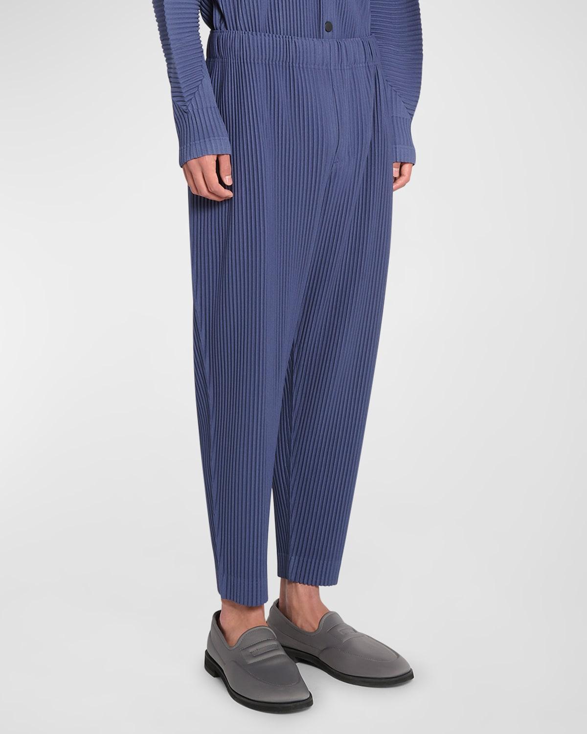 Mens Pleated Elastic-Waist Pants Product Image