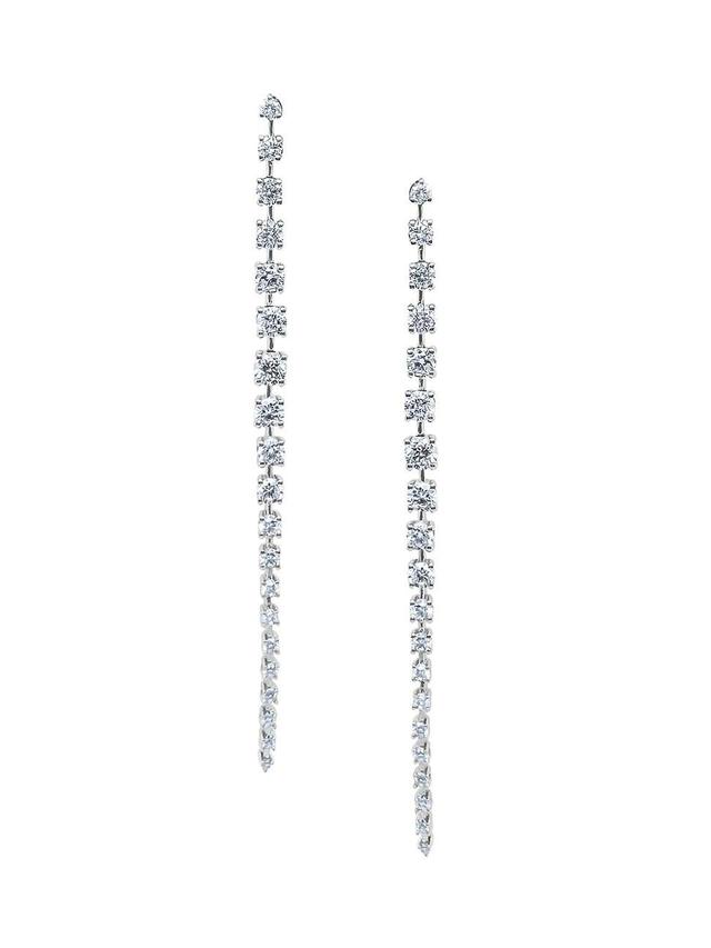 Womens 14K White Gold & 0.7 TCW Diamond Line Drop Earrings Product Image