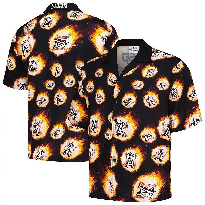 Mens Los Angeles Angels Flame Fireball Button-Up Shirt Product Image