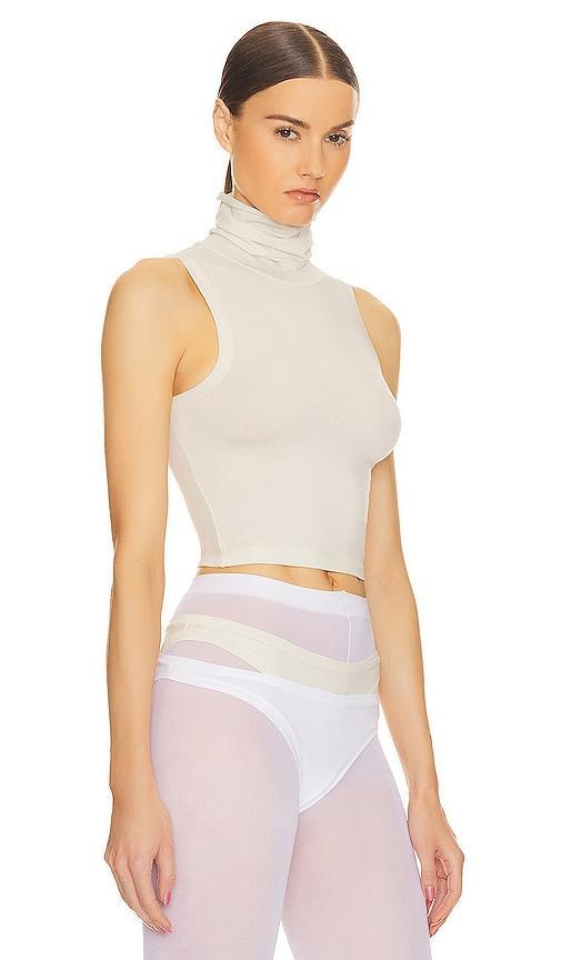 Helsa Jersey Cropped Turtleneck Tank Neutral. (also in L). Product Image