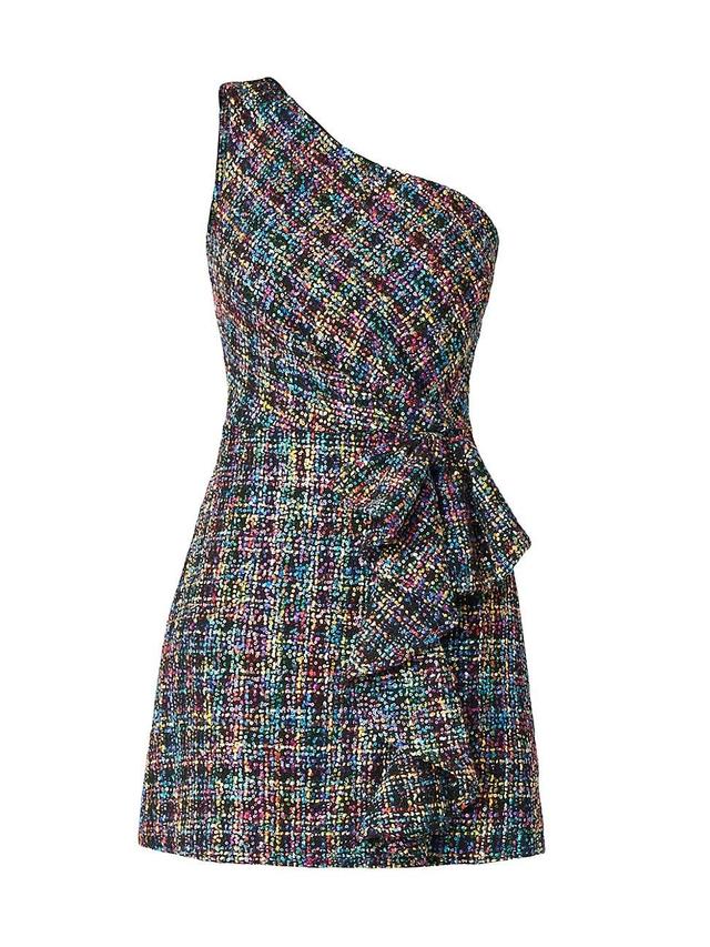 Womens Zoie Beaded Tweed One-Shoulder Minidress Product Image