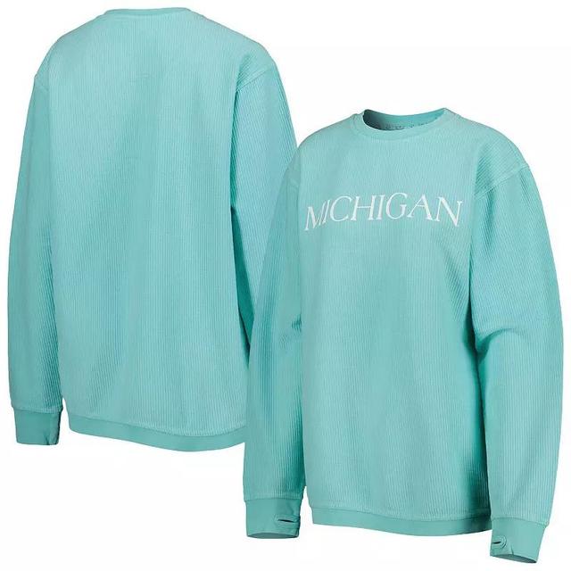 Womens Pressbox Mint Michigan Wolverines Comfy Cord Bar Print Pullover Sweatshirt Product Image