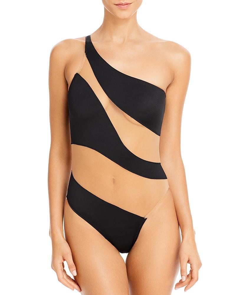 Norma Kamali Snake Mesh One-Shoulder Swimsuit Product Image