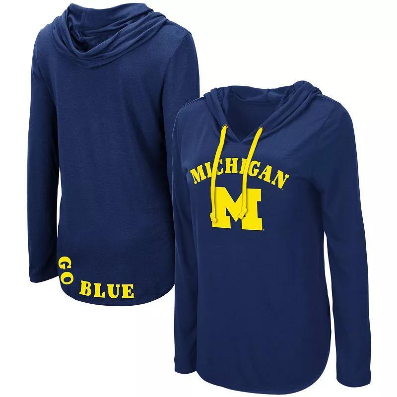 Womens Colosseum Michigan Wolverines My Lover Lightweight Hooded Long Sleeve T-Shirt Blue Product Image