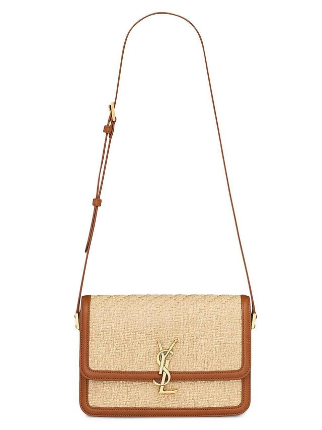 Womens Solferino Medium Satchel in Raffia and Vegetable-tanned Leather Product Image