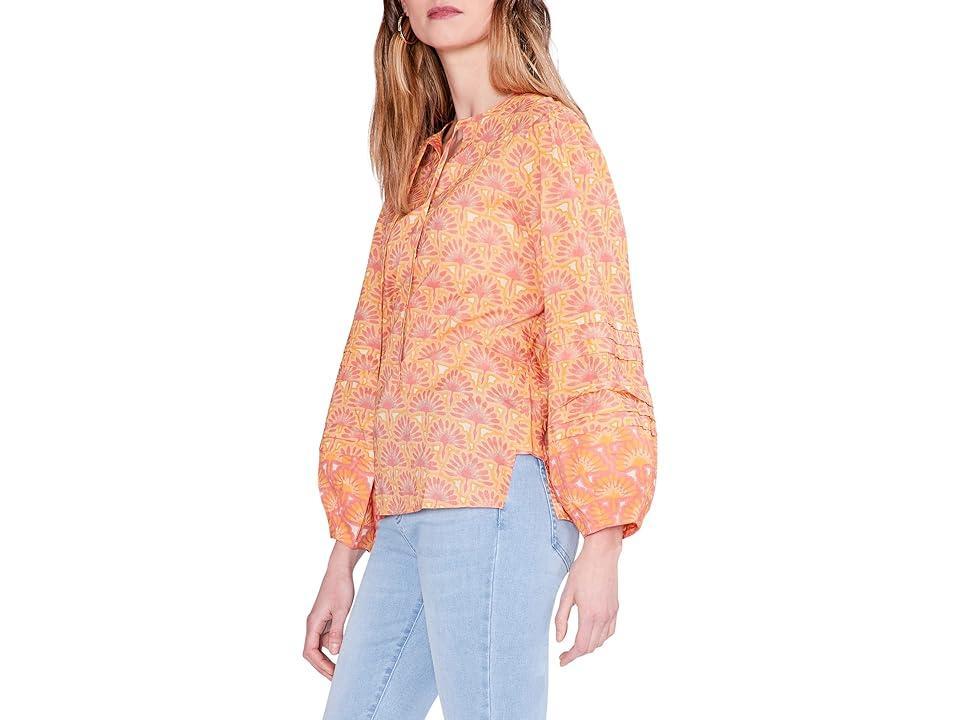 NIC+ZOE Swan Rays Tie Neck Cotton Blouse Product Image