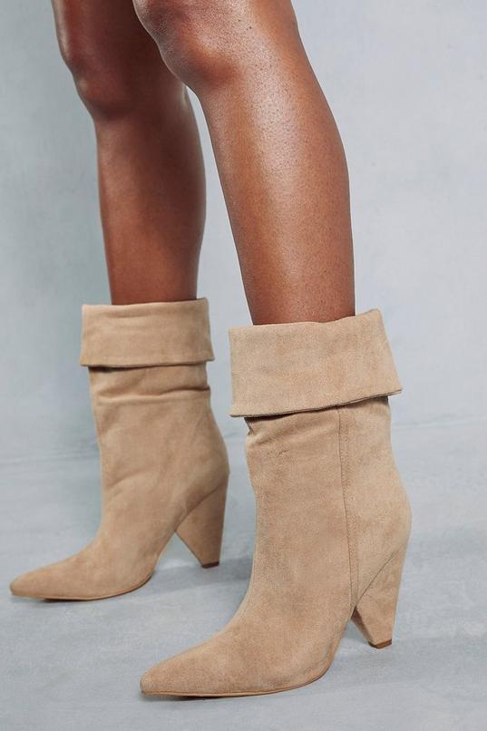 Faux Suede Fold Over Ankle Boots product image