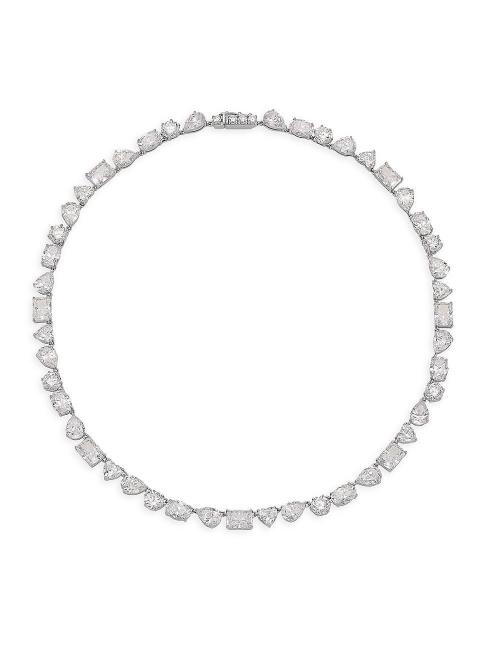 Womens Glitz Sterling Silver & Cubic Zirconia Collar Necklace Product Image