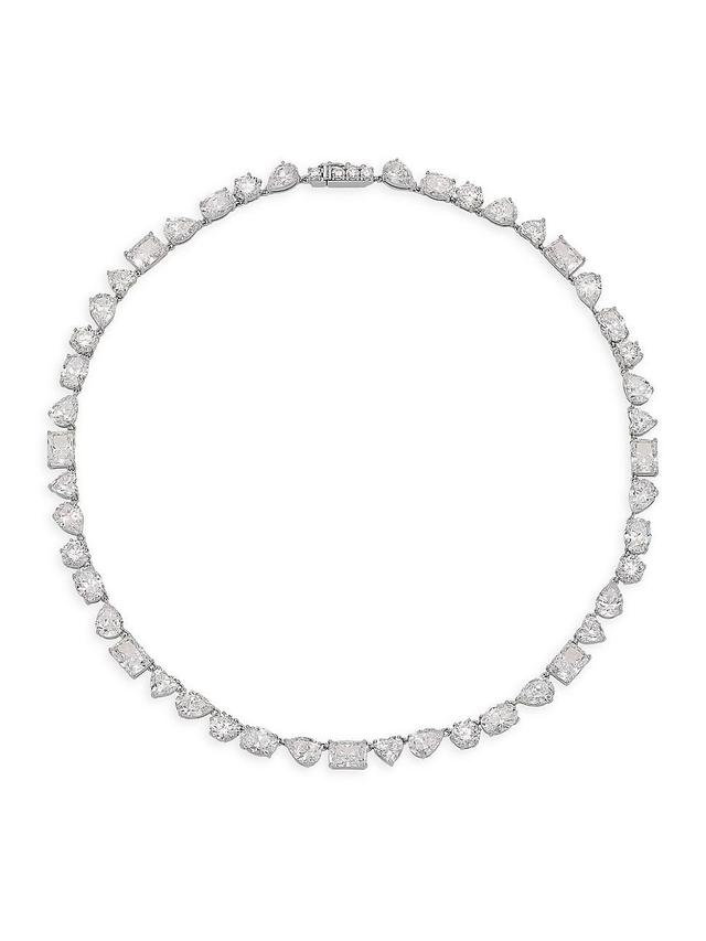 Womens Glitz Sterling Silver & Cubic Zirconia Collar Necklace Product Image