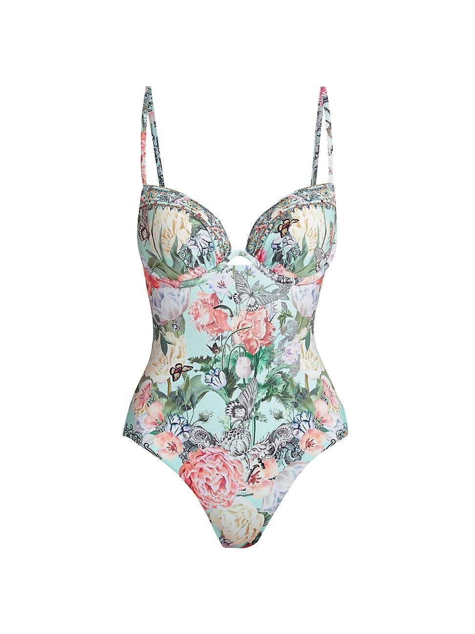 Womens Floral One-Piece Swimsuit Product Image