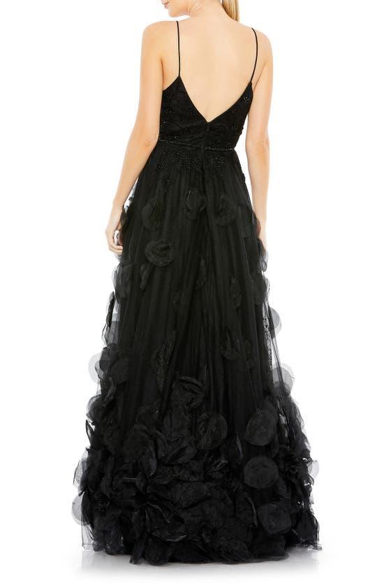 Embellished Floral High Low Sleeveless Gown In Black Product Image