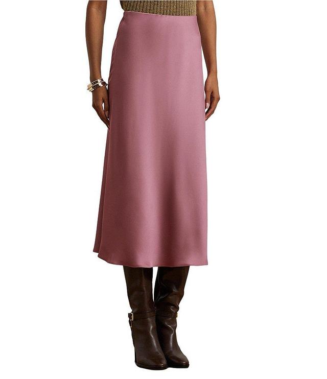 Lauren Ralph Lauren Satin Charmeuse A-Line Midi Skirt Product Image