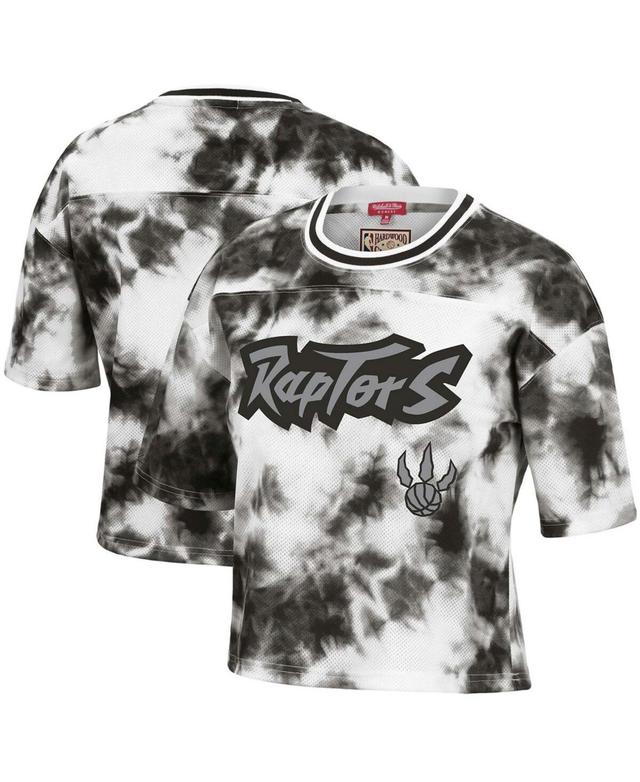 Womens Mitchell & Ness Black and White Toronto Raptors Hardwood Classics Tie-Dye Cropped T-shirt - Black Product Image