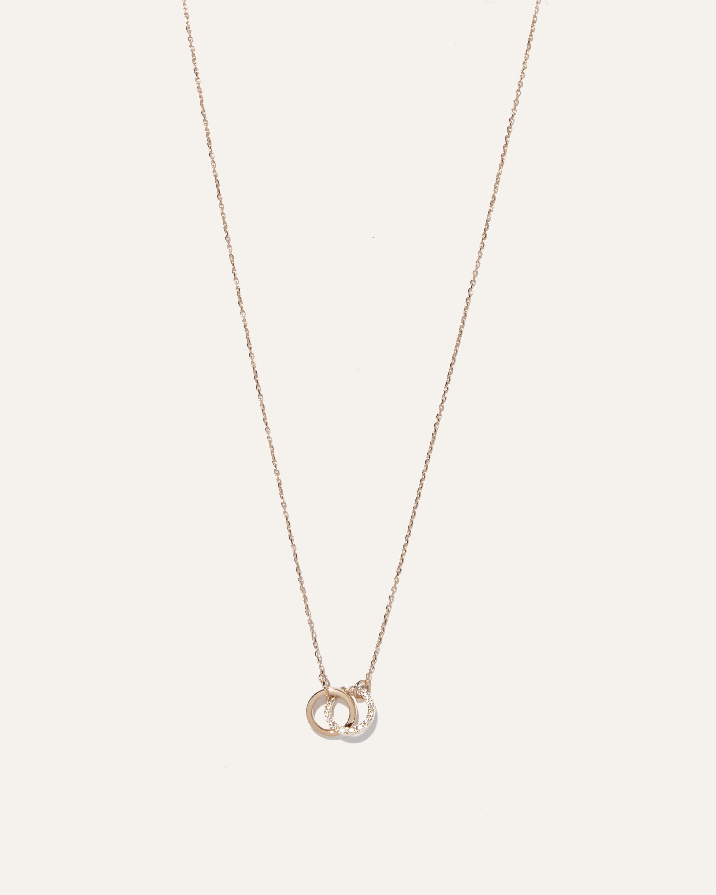 14K Gold Diamond Pave Interlock Necklace Product Image