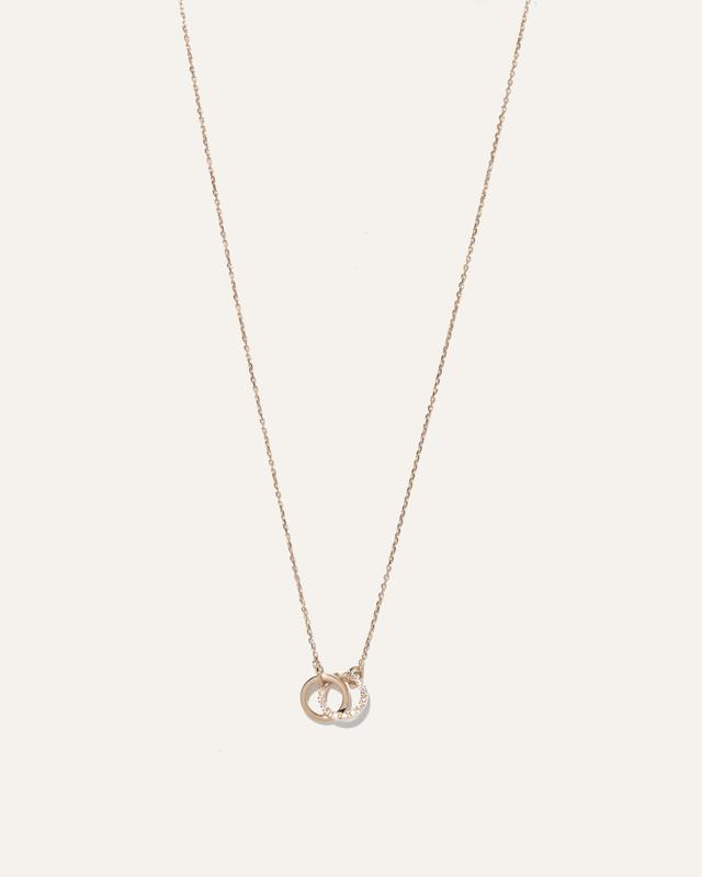 14K Gold Diamond Pave Interlock Necklace Product Image