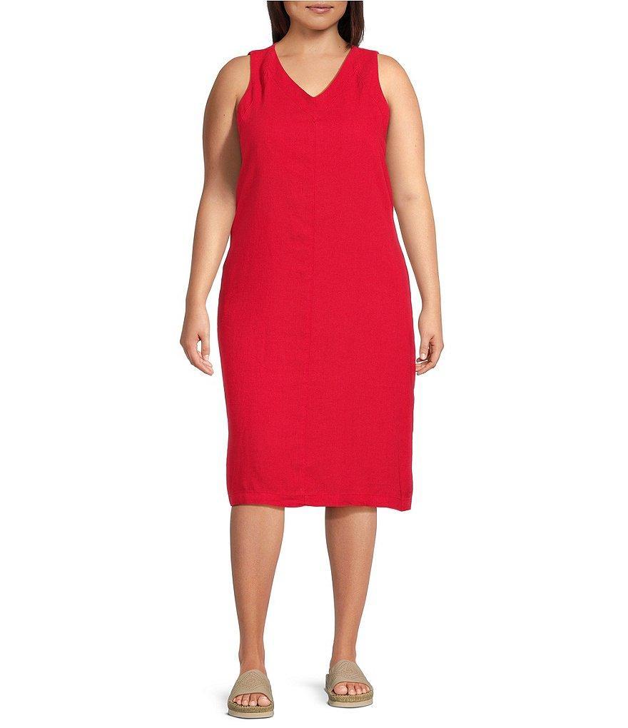 Westbound Plus Size V-Neck Sleeveless Midi Dress Product Image