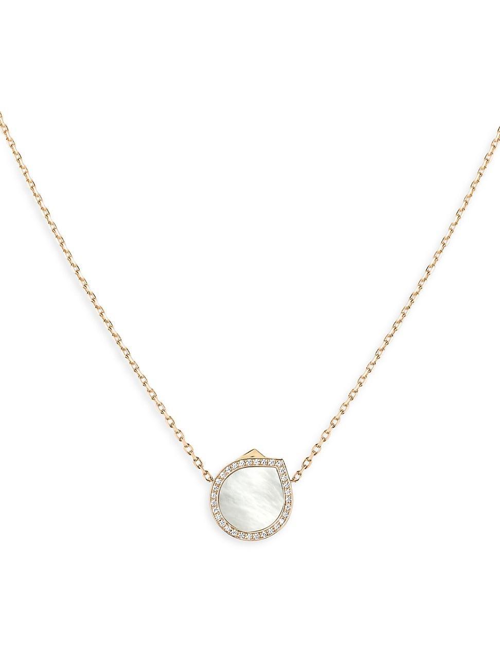 Womens Antifer 18K Rose Gold, Mother-Of-Pearl & 0.18 TCW Diamond Pendant Necklace Product Image