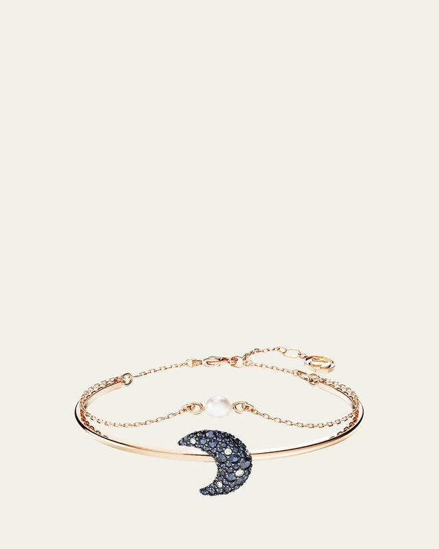 Womens Luna Rose-Goldtone, Swarovski Crystal & Imitation Pearl Crescent Moon Bangle Product Image