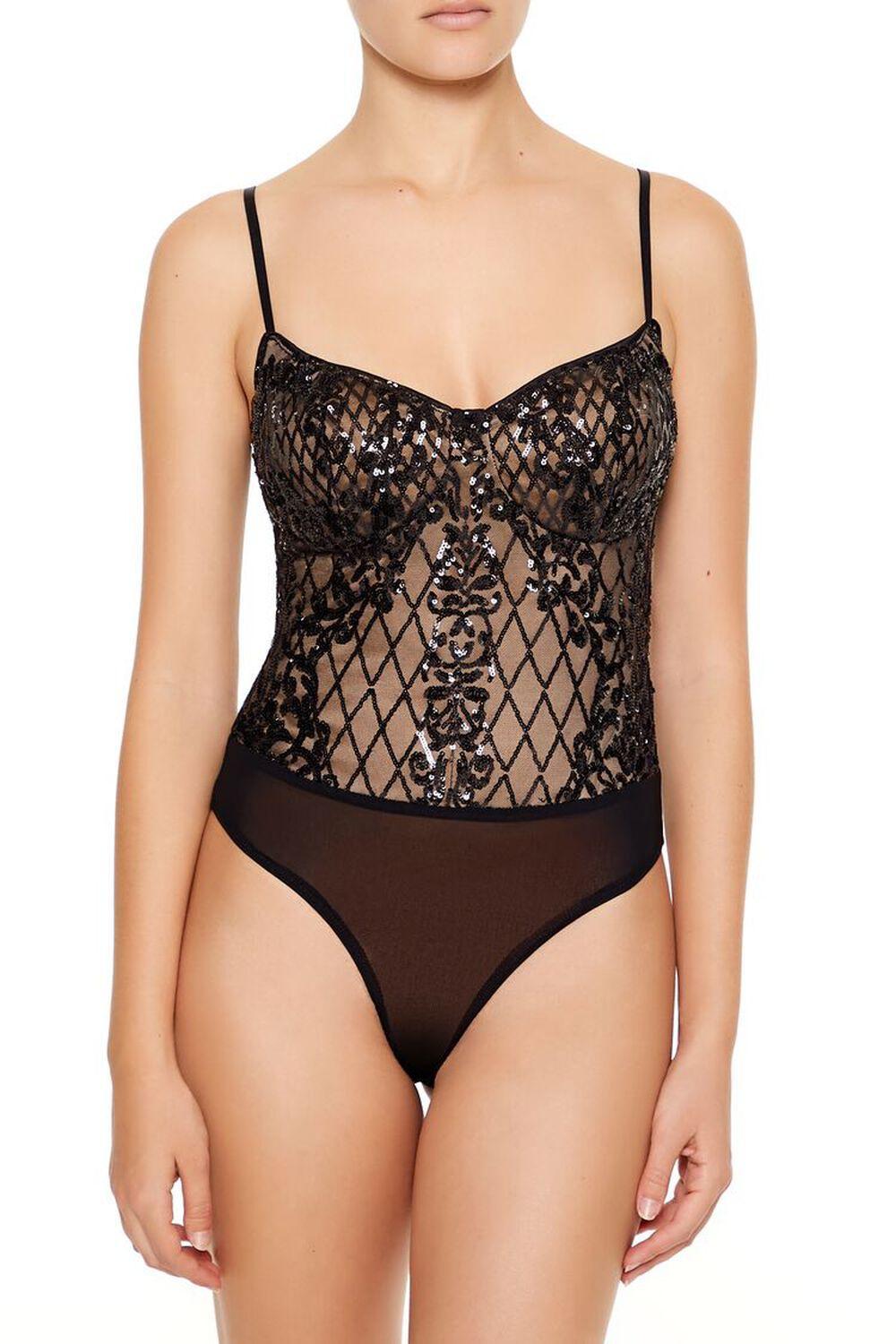 Sequin Mesh Baroque Bodysuit | Forever 21 Product Image