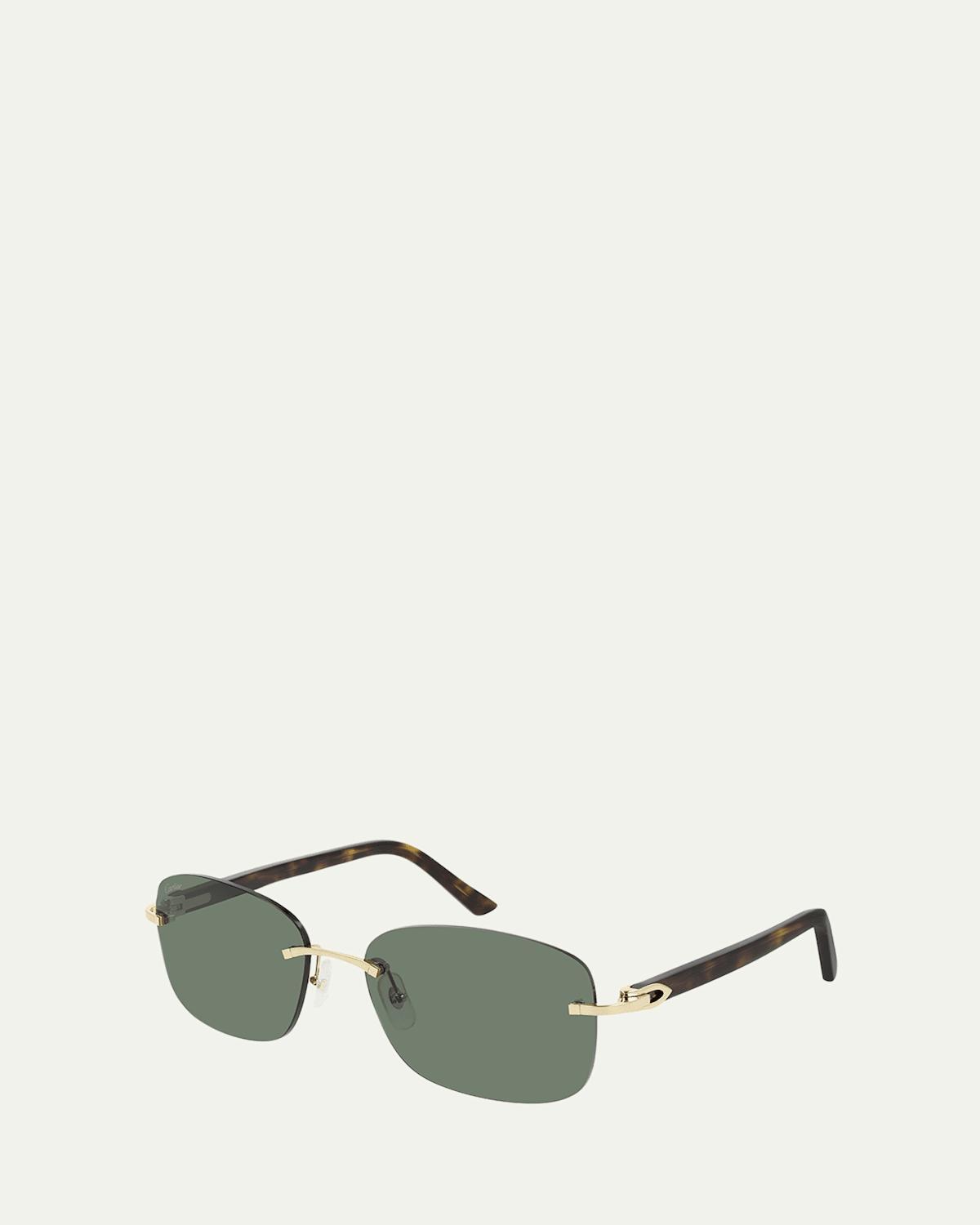 Mens Rimless Metal Rectangle Sunglasses Product Image