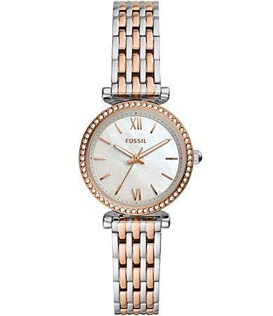 Fossil Womens Mini Carlie Two-Tone Stainless Steel Bracelet Watch 28mm Product Image