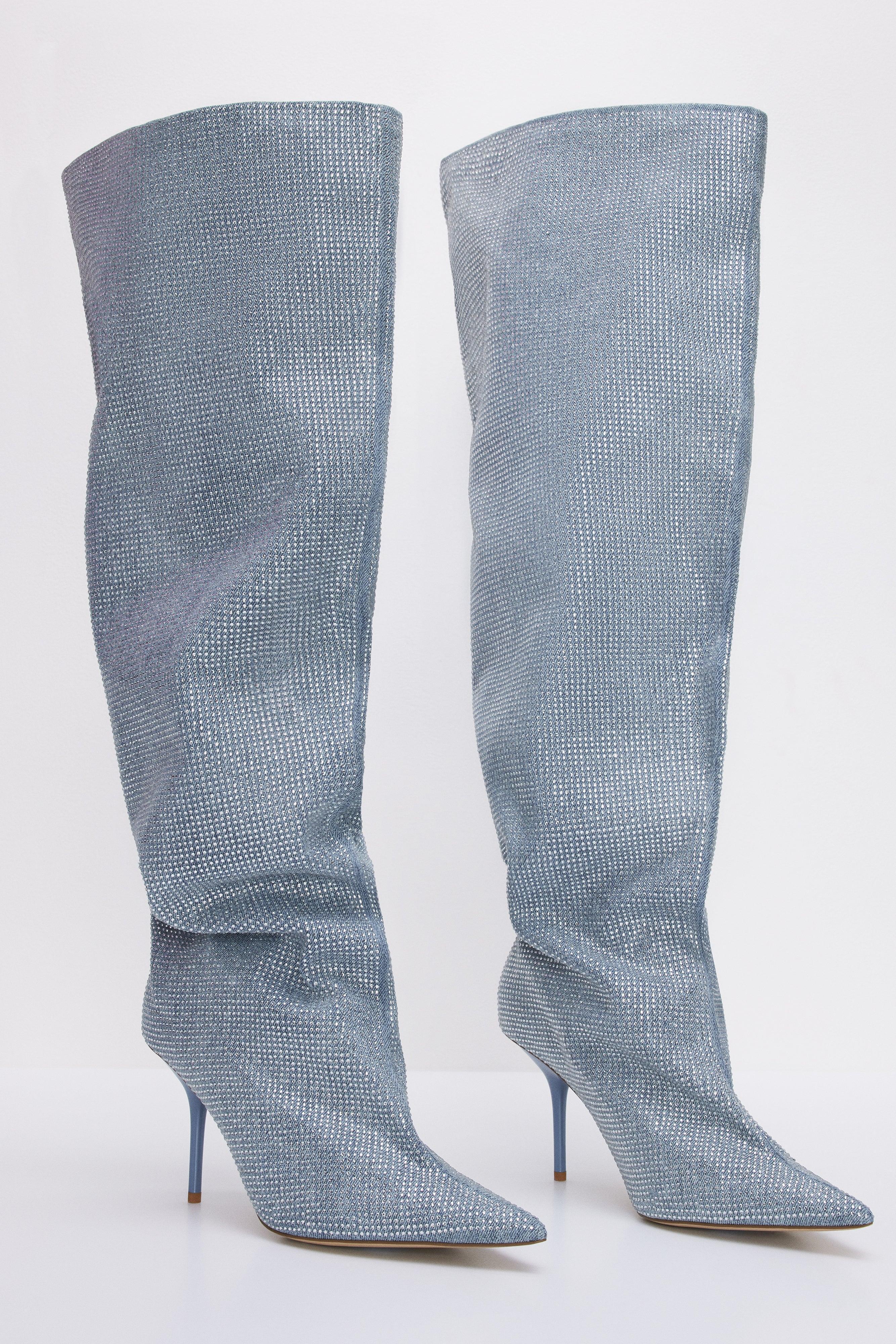 DIAMOND SLOUCHY BOOT | DARK DENIM002 Product Image