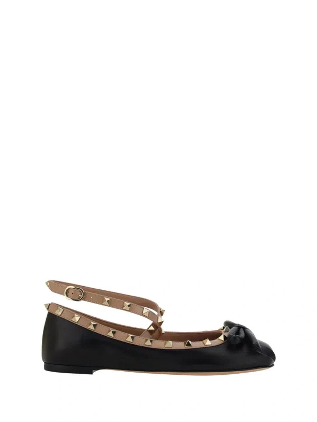 VALENTINO GARAVANI Rockstud Ballerinas In Black Product Image