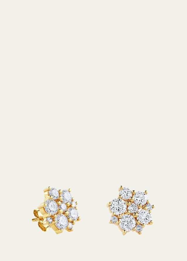 Womens Cocktail 18K Gold & Diamond Disc Stud Earrings Product Image