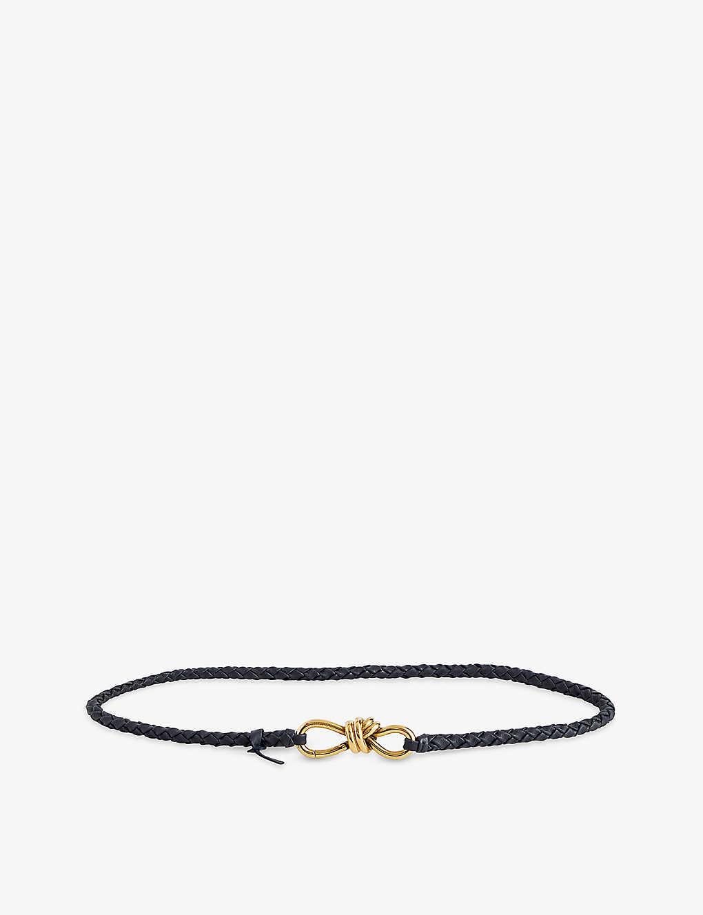 BOTTEGA VENETA Intrecciato Braided Nappa Leather Belt In Space M Brass Product Image