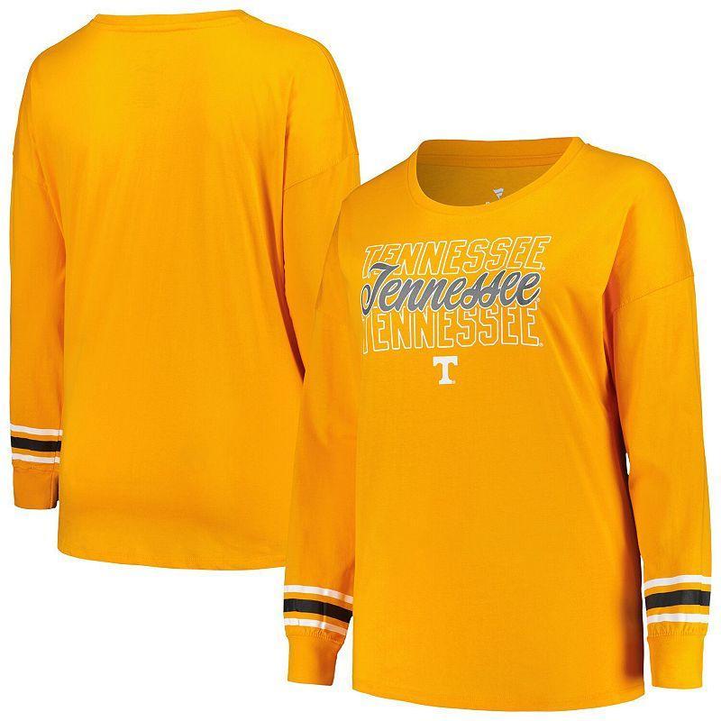 Womens Profile Tennessee Tennessee Volunteers Plus Size Triple Script Scoop Neck Long Sleeve T-Shirt Product Image