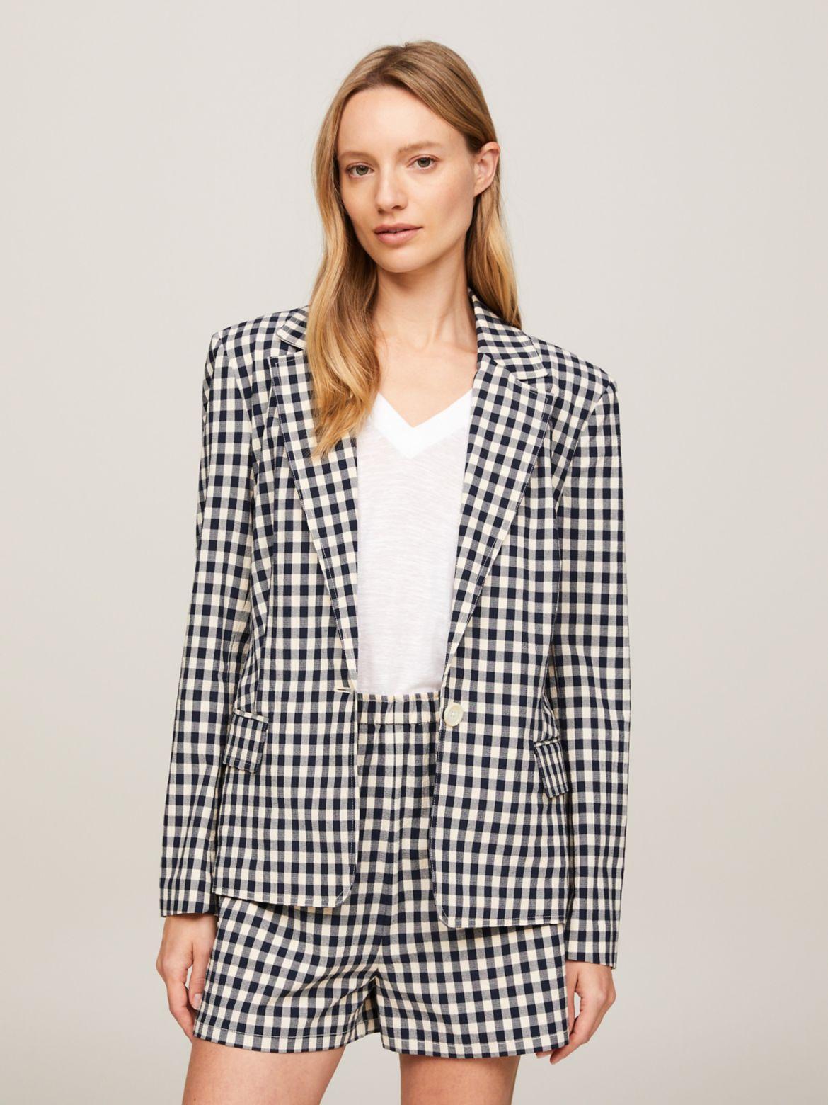 Tommy Hilfiger Women's Slim Fit Gingham Check Seersucker Blazer Product Image