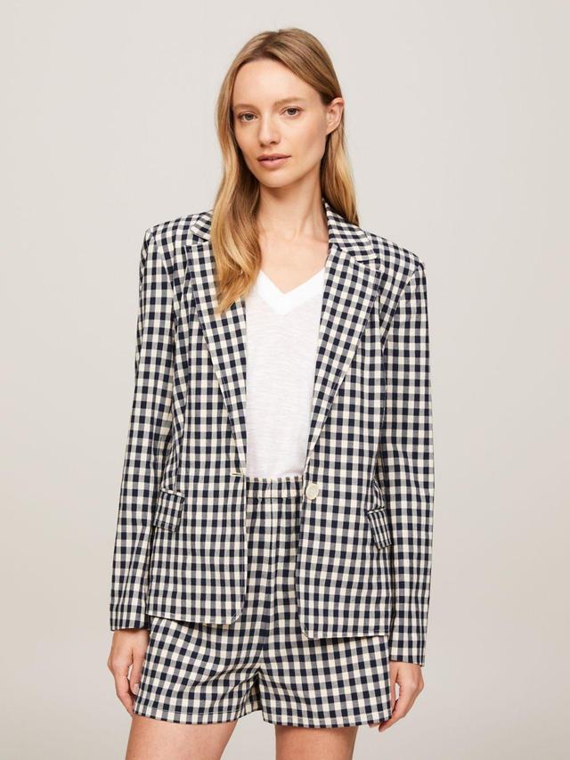 Tommy Hilfiger Women's Slim Fit Gingham Check Seersucker Blazer Product Image