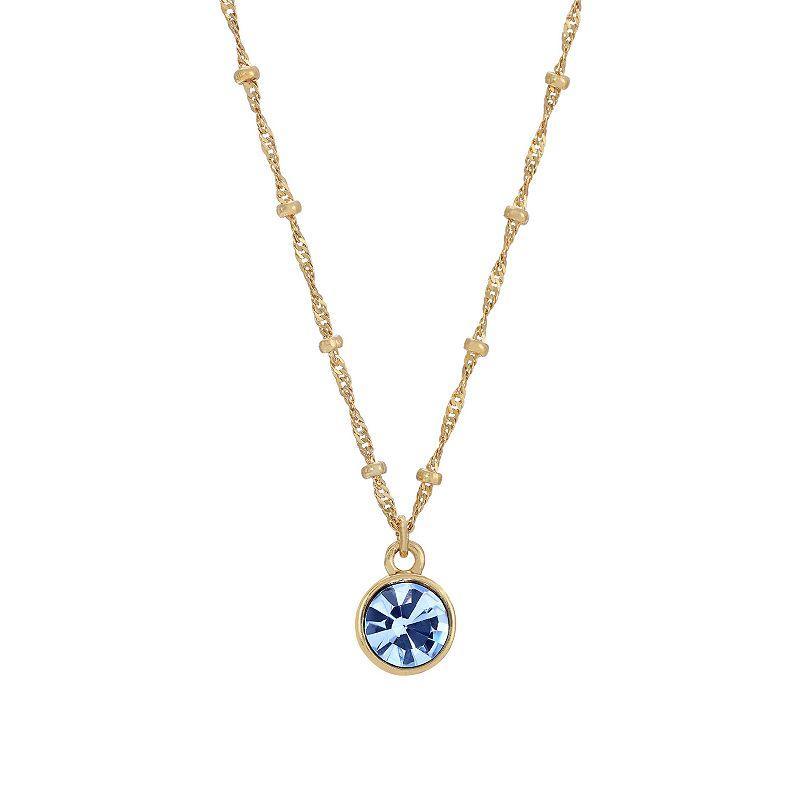 1928 Round Crystal Pendant Necklace, Womens, Blue Product Image