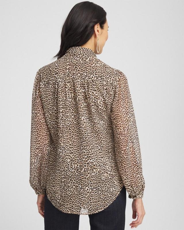 Leopard Print Bow Blouse Product Image