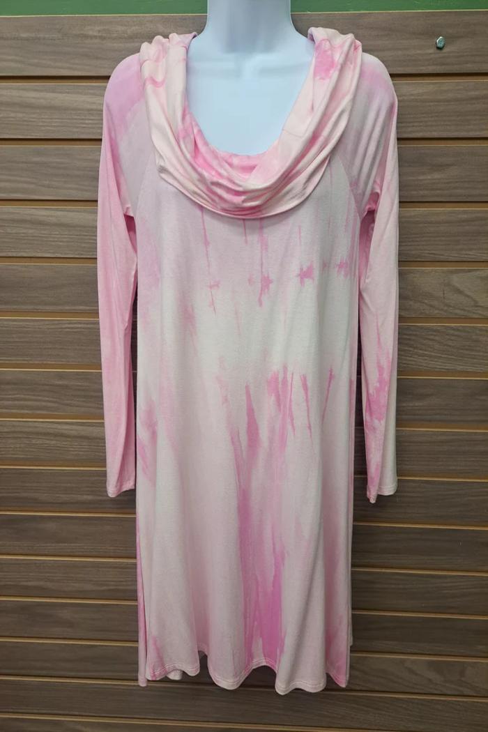 Pink Tie Dye Cowl Tunic Product Image