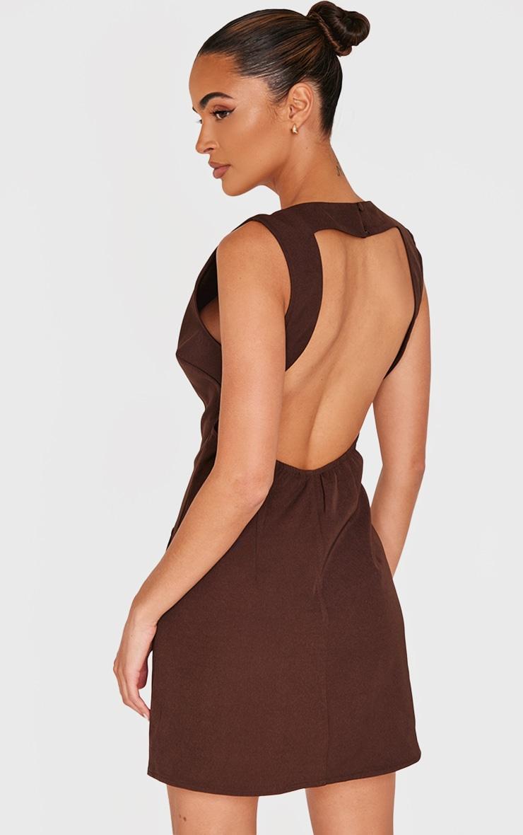 Chocolate Plunge Pocket Detail Mini Dress Product Image